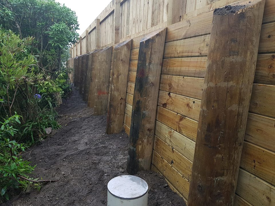 Retaining wall construction project