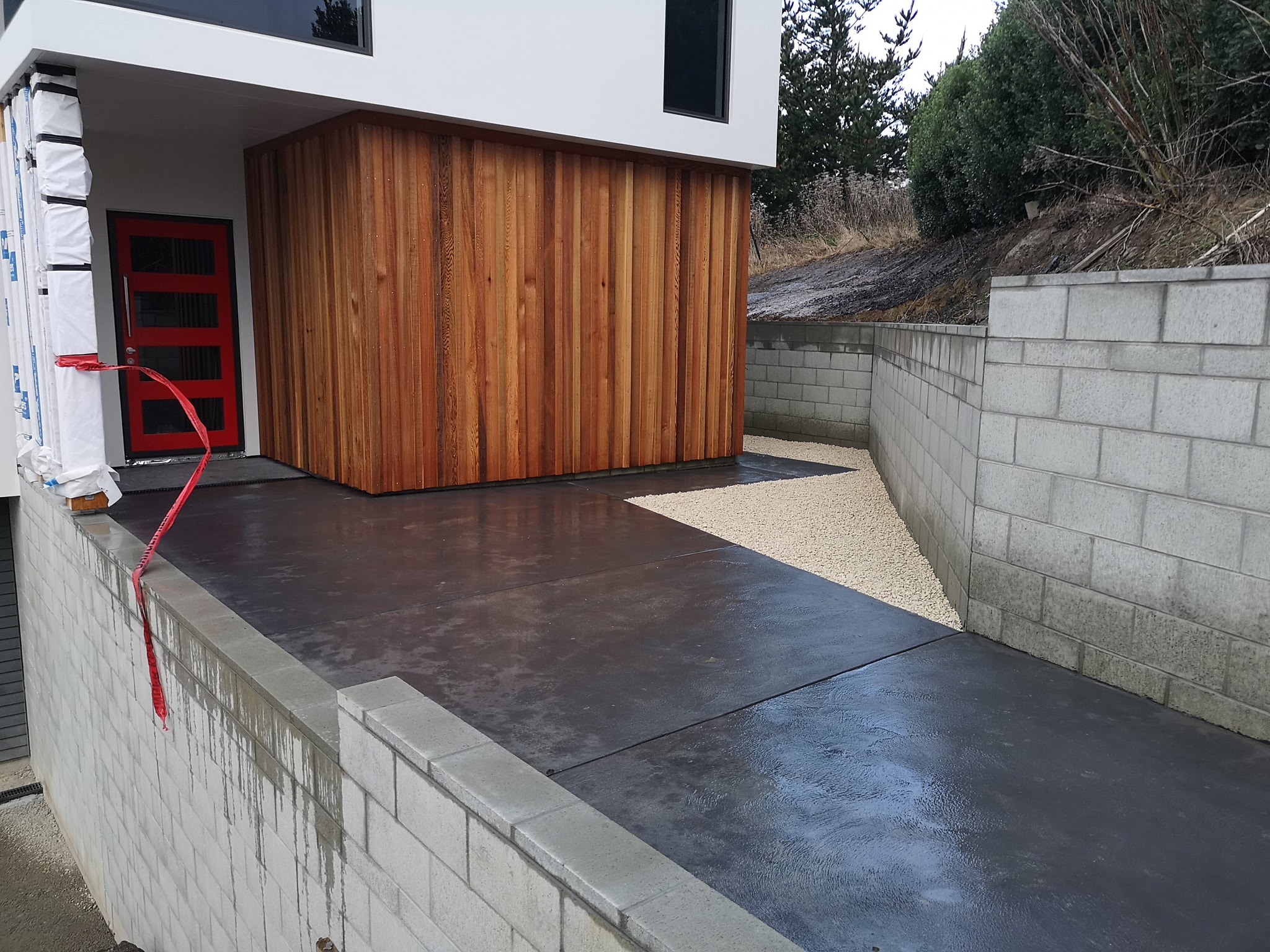 Retaining wall construction project