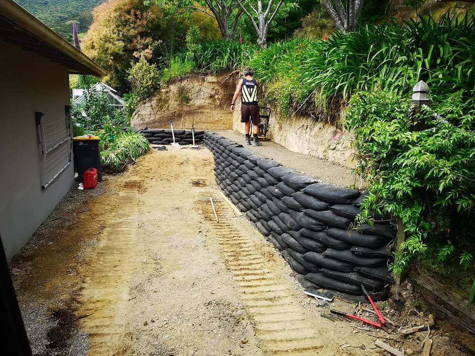 Retaining wall construction project