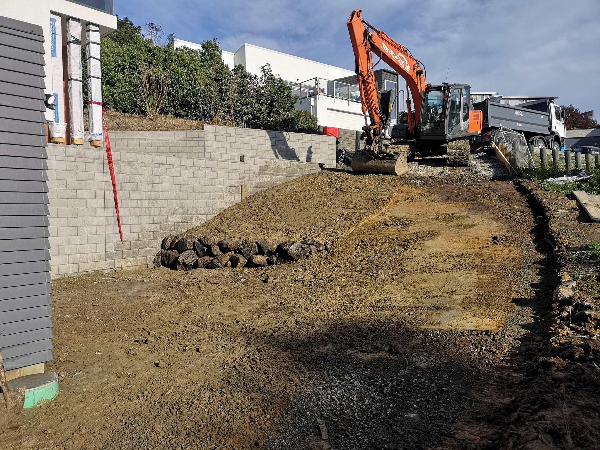 Retaining wall construction project