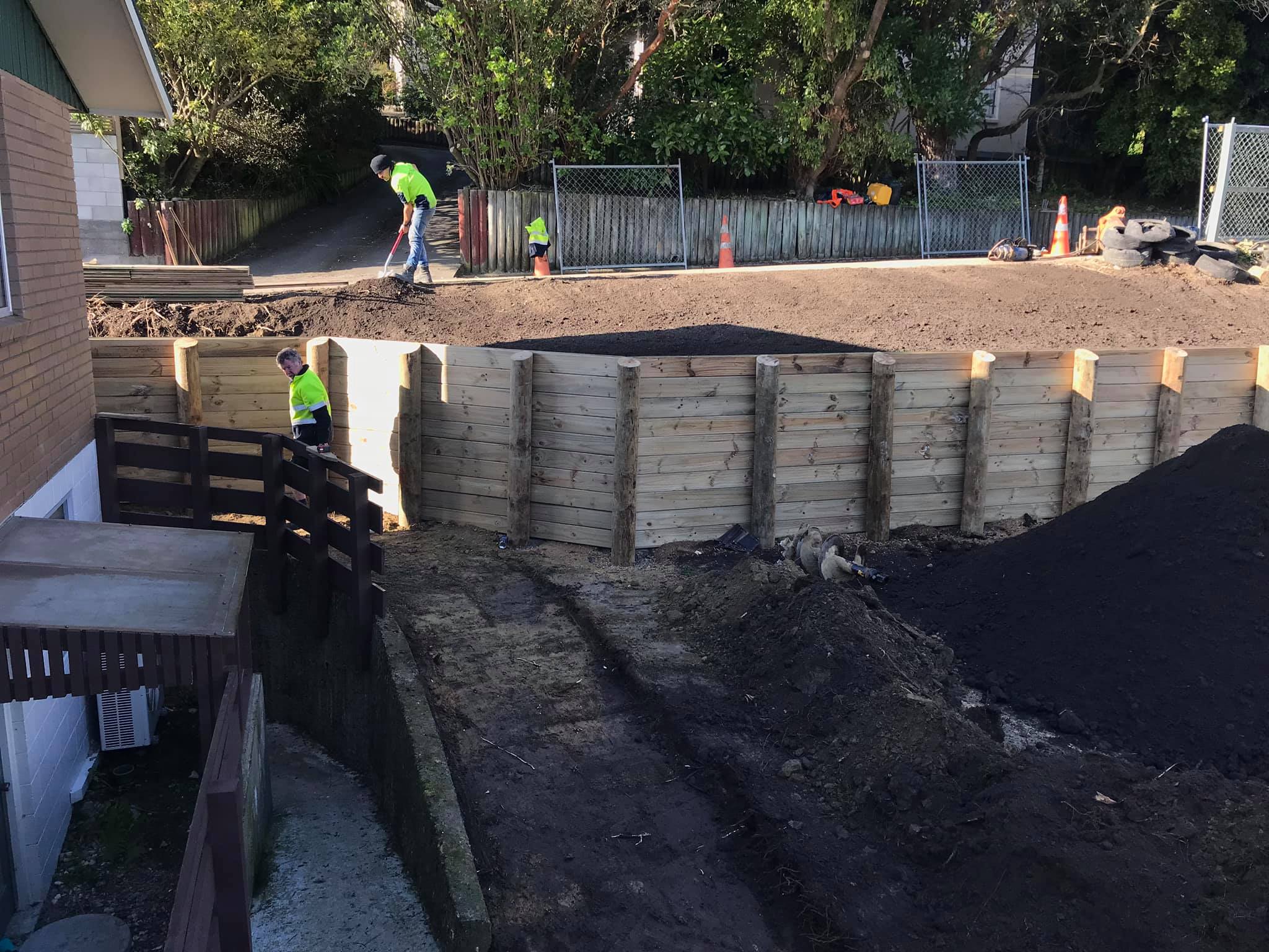 Retaining wall construction project