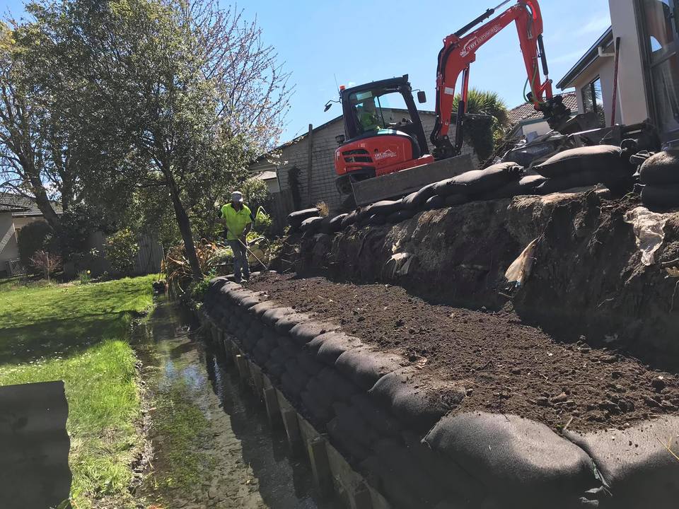 Retaining wall construction project