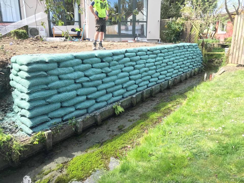 Retaining wall construction project