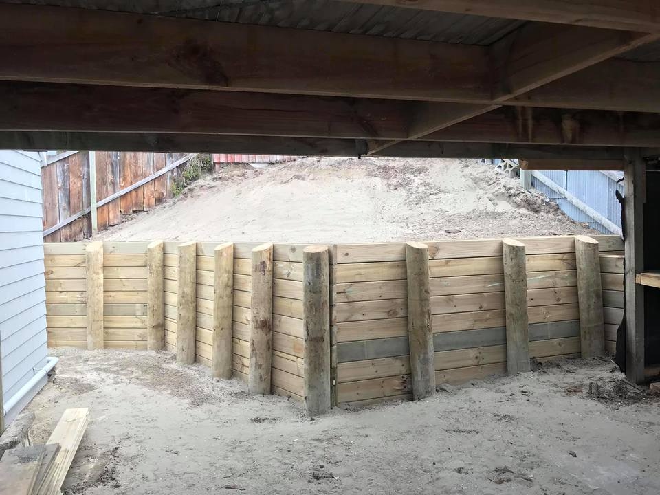 Retaining wall construction project