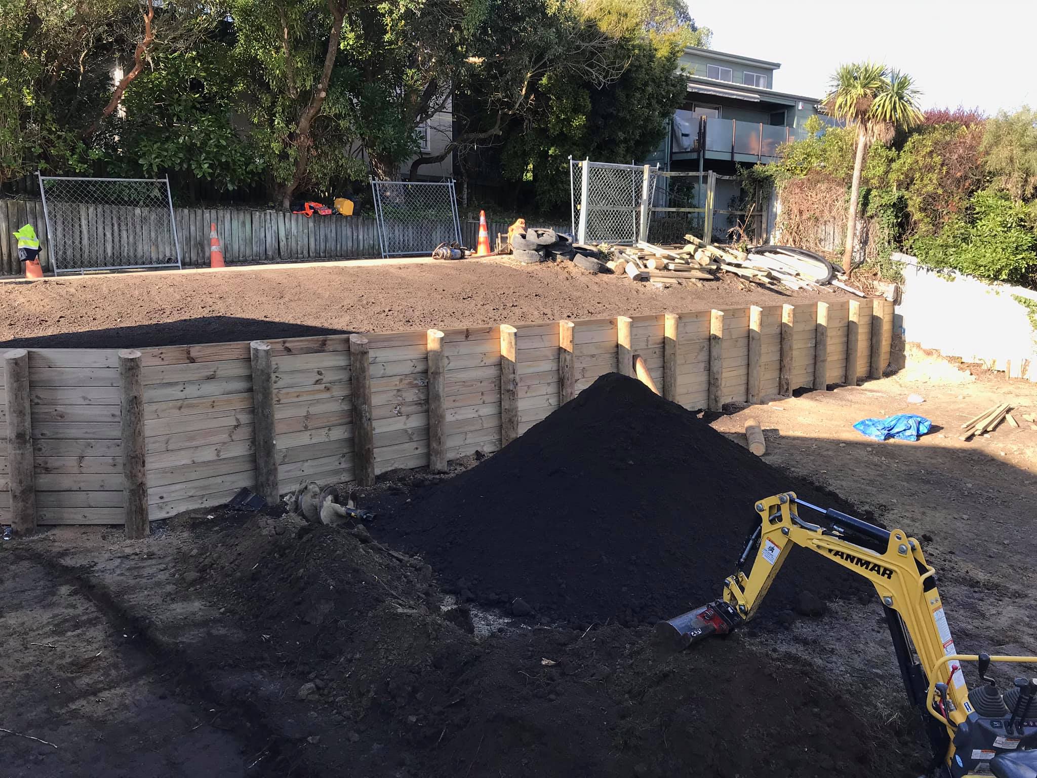 Retaining wall construction project