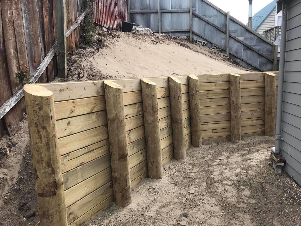 Retaining wall construction project