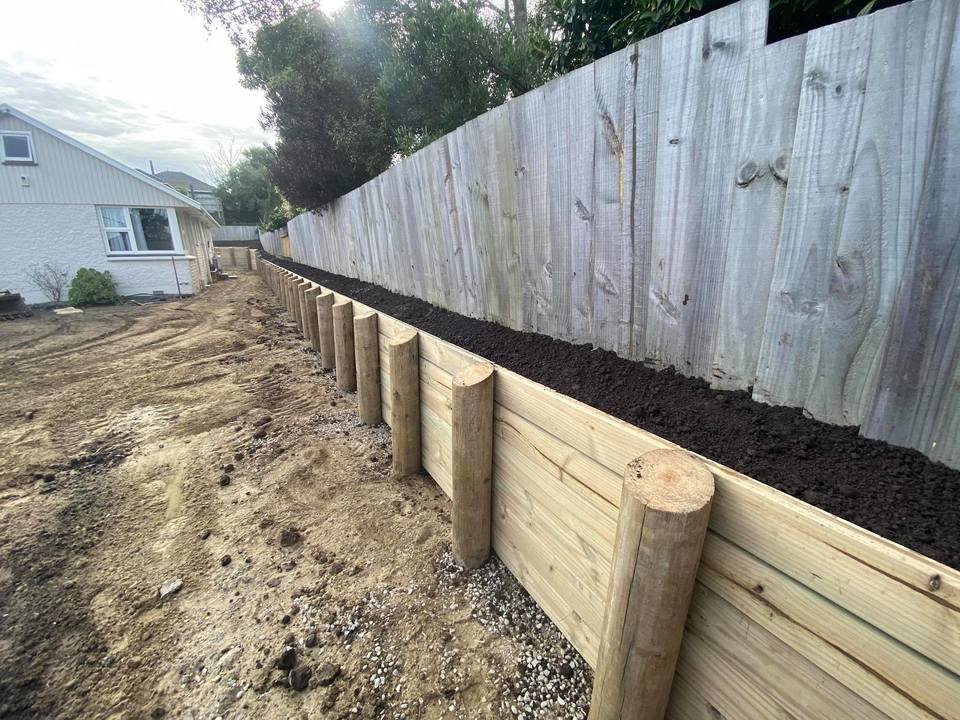 Retaining wall construction project