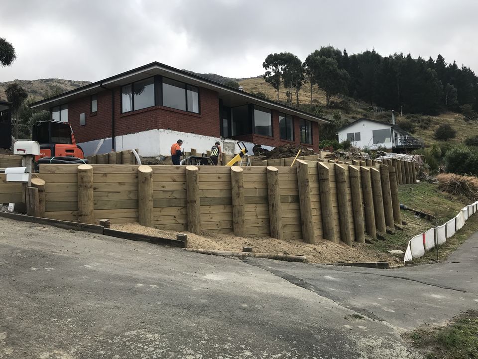 Retaining wall construction project