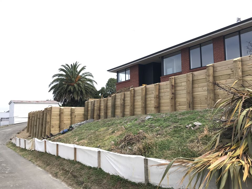 Retaining wall construction project