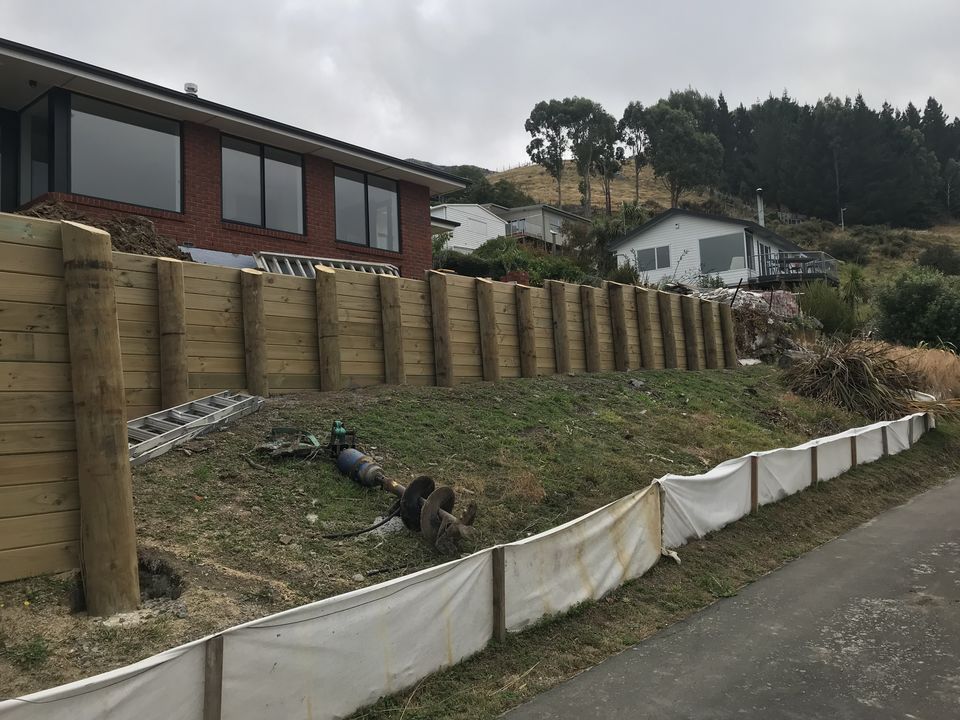 Retaining wall construction project