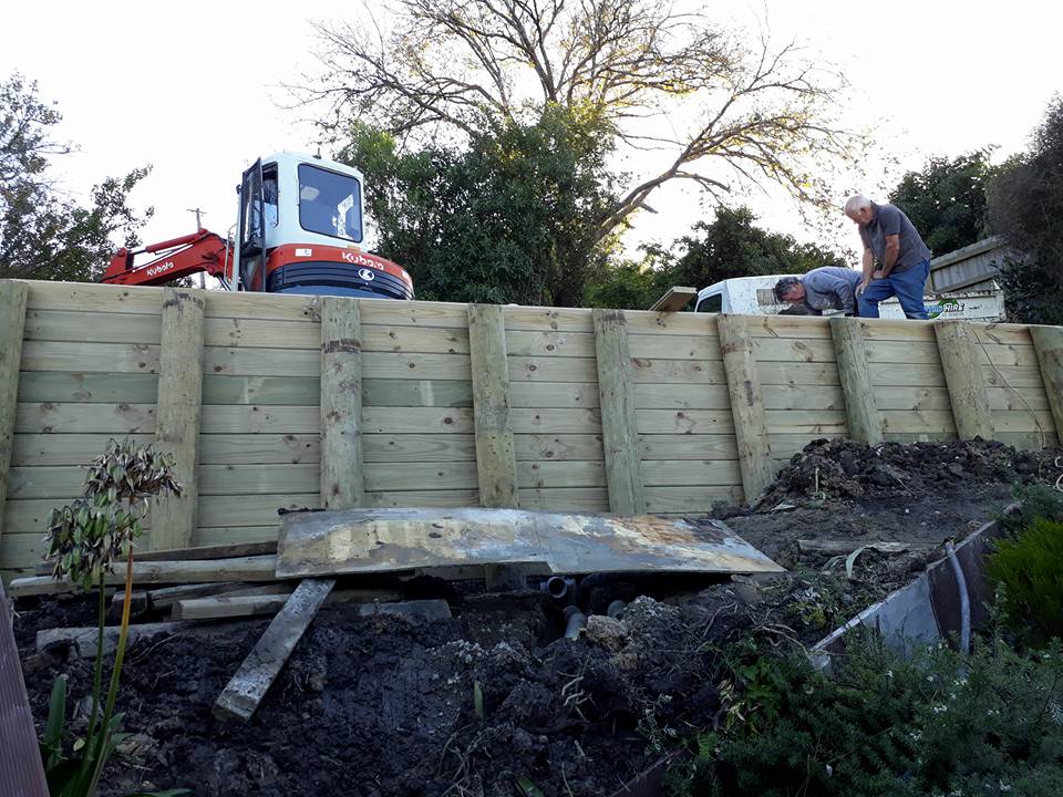 Retaining wall construction project
