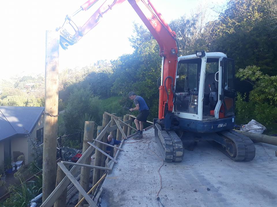 Retaining wall construction project