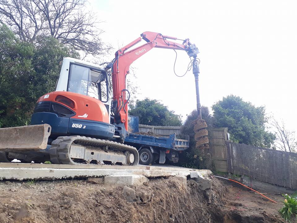 Retaining wall construction project