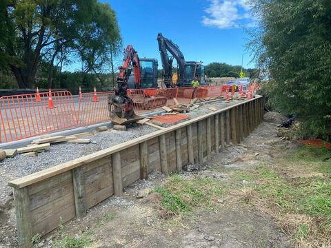 Retaining wall construction project