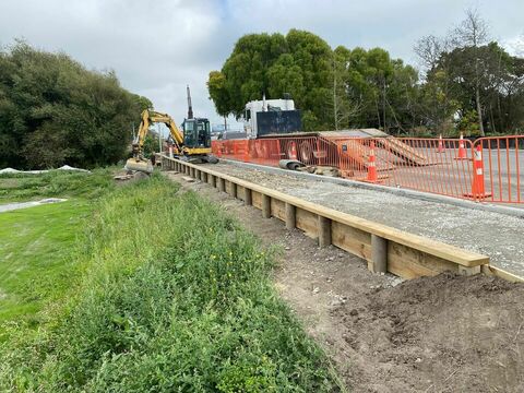 Retaining wall construction project