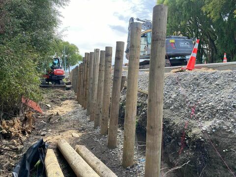 Retaining wall construction project