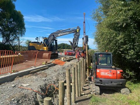 Retaining wall construction project