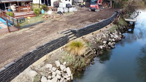 Retaining wall construction project