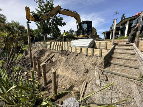 Retaining wall construction project