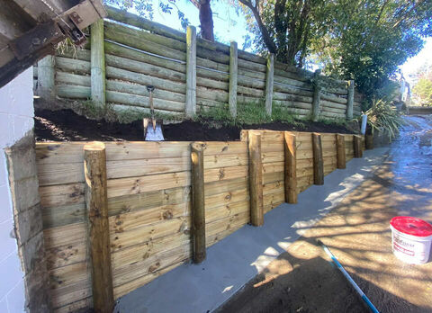 Retaining wall construction project