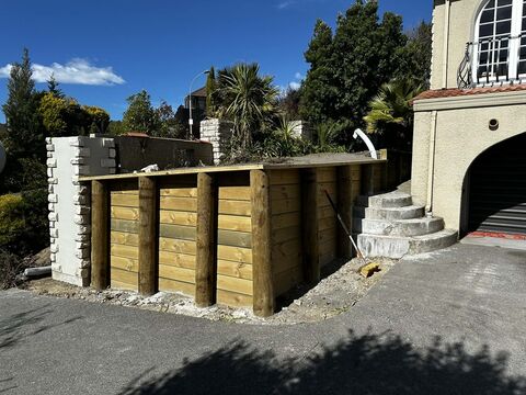 Retaining wall construction project