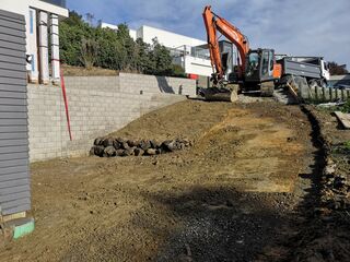 Retaining wall construction project