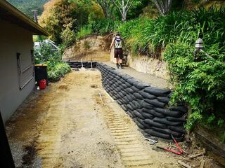 Retaining wall construction project