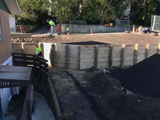 Retaining wall construction project