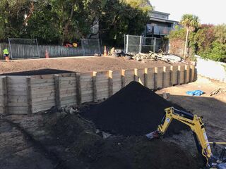 Retaining wall construction project