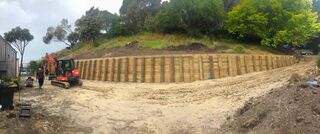 Retaining wall construction project