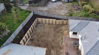 Retaining wall construction project